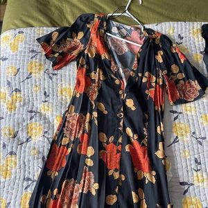 Mango Long floral dress